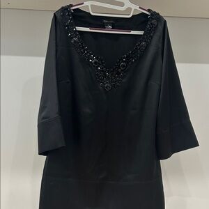 BCBGMaxAzria Black Dress with Embellished Neckline